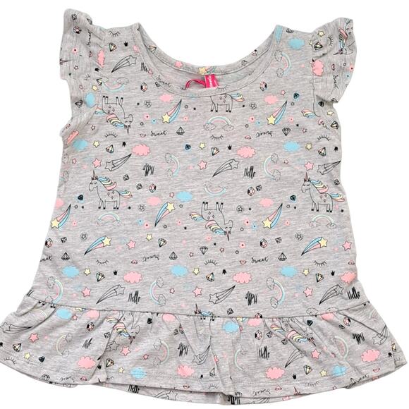 NWT Girl's Cutie Patootie Heather Gray Unicorn Top With Pink Leggings Size 2T - Picture 2 of 8
